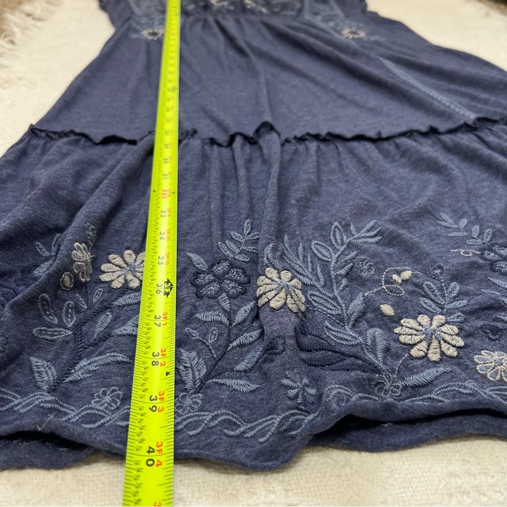NEW Johnny Was Lei Lei Smocked Tier Dress Embroidered V-Neck Navy Blue Medium - Picture 13 of 13